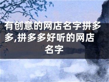 有创意的网店名字拼多多,拼多多好听的网店名字