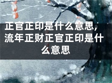 正官正印是什么意思,流年正财正官正印是什么意思