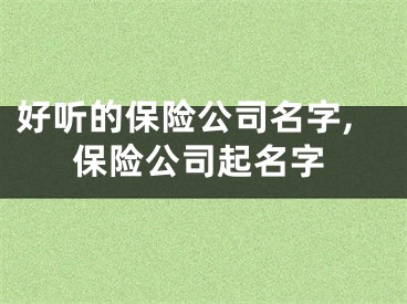 好听的保险公司名字,保险公司起名字