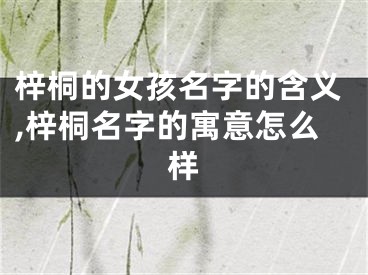 梓桐的女孩名字的含义,梓桐名字的寓意怎么样