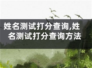 姓名测试打分查询,姓名测试打分查询方法