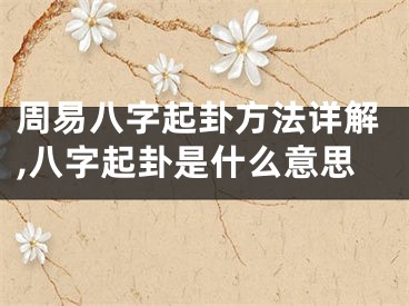 周易八字起卦方法详解,八字起卦是什么意思