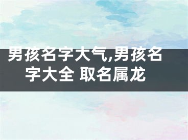 男孩名字大气,男孩名字大全 取名属龙