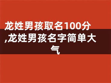 龙姓男孩取名100分,龙姓男孩名字简单大气
