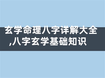 玄学命理八字详解大全,八字玄学基础知识