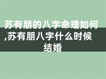 苏有朋的八字命理如何,苏有朋八字什么时候结婚