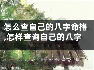 怎么查自己的八字命格,怎样查询自己的八字