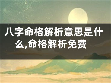 八字命格解析意思是什么,命格解析免费