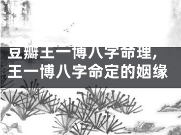 豆瓣王一博八字命理,王一博八字命定的姻缘