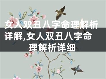 女人双丑八字命理解析详解,女人双丑八字命理解析详细