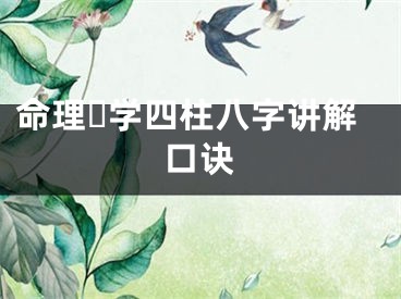 命理☘学四柱八字讲解口诀