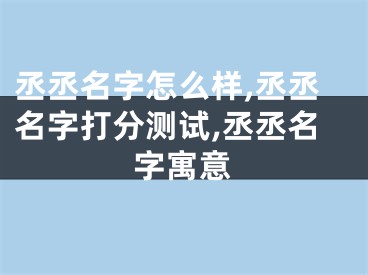 丞丞名字怎么样,丞丞名字打分测试,丞丞名字寓意