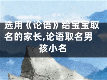 选用《论语》给宝宝取名的家长,论语取名男孩小名