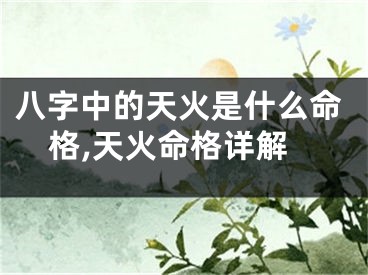 八字中的天火是什么命格,天火命格详解