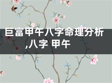 巨富甲午八字命理分析,八字 甲午