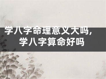 学八字命理意义大吗,学八字算命好吗