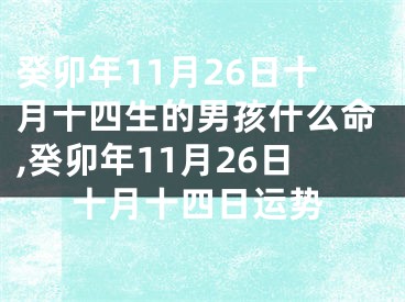 癸卯年11月26日十月十四生的男孩什么命,癸卯年11月26日十月十四日运势