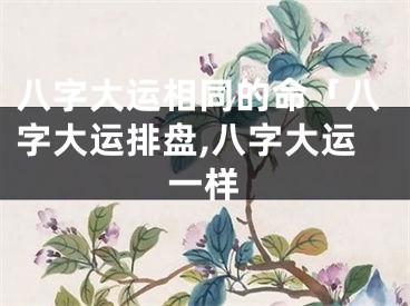 八字大运相同的命「八字大运排盘,八字大运一样