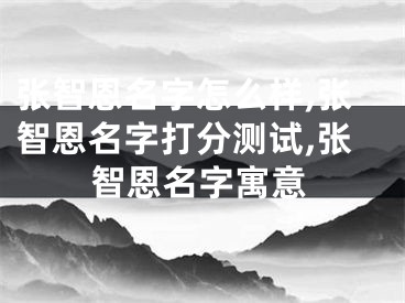 张智恩名字怎么样,张智恩名字打分测试,张智恩名字寓意
