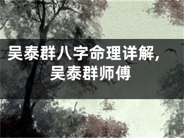 吴泰群八字命理详解,吴泰群师傅