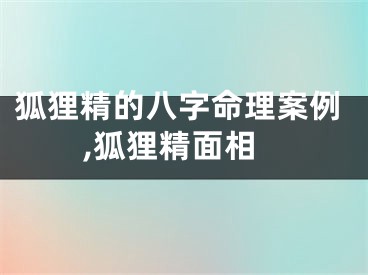 狐狸精的八字命理案例,狐狸精面相