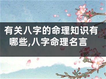 有关八字的命理知识有哪些,八字命理名言