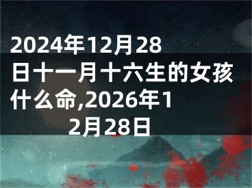 2024年12月28日十一月十六生的女孩什么命,2026年12月28日
