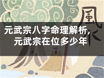 元武宗八字命理解析,元武宗在位多少年