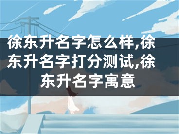 徐东升名字怎么样,徐东升名字打分测试,徐东升名字寓意