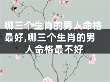 哪三个生肖的男人命格最好,哪三个生肖的男人命格最不好