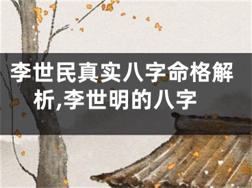 李世民真实八字命格解析,李世明的八字