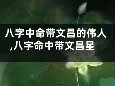 八字中命带文昌的伟人,八字命中带文昌星