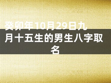 癸卯年10月29日九月十五生的男生八字取名