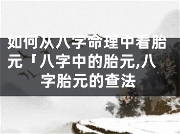如何从八字命理中看胎元「八字中的胎元,八字胎元的查法