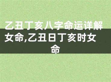 乙丑丁亥八字命运详解女命,乙丑日丁亥时女命