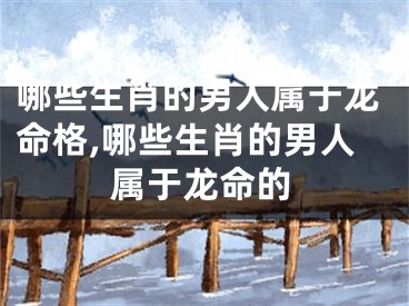 哪些生肖的男人属于龙命格,哪些生肖的男人属于龙命的