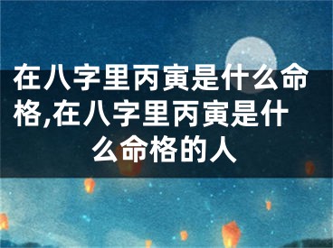 在八字里丙寅是什么命格,在八字里丙寅是什么命格的人