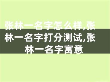 张林一名字怎么样,张林一名字打分测试,张林一名字寓意