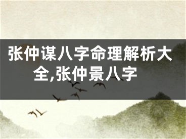 张仲谋八字命理解析大全,张仲景八字