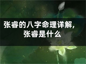 张睿的八字命理详解,张睿是什么