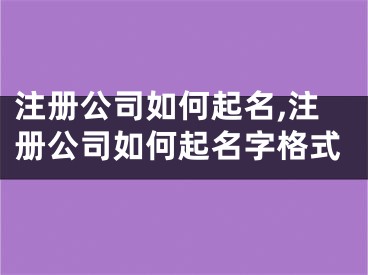 注册公司如何起名,注册公司如何起名字格式