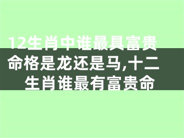 12生肖中谁最具富贵命格是龙还是马,十二生肖谁最有富贵命