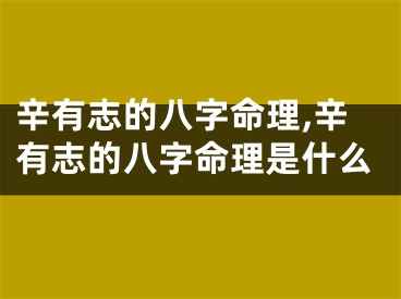 辛有志的八字命理,辛有志的八字命理是什么