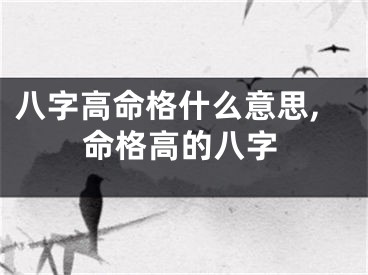 八字高命格什么意思,命格高的八字
