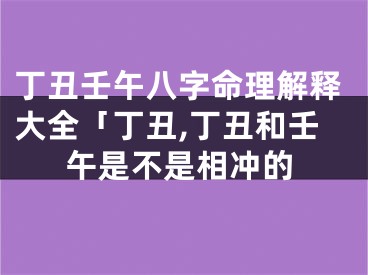 丁丑壬午八字命理解释大全「丁丑,丁丑和壬午是不是相冲的
