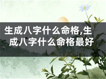 生成八字什么命格,生成八字什么命格最好