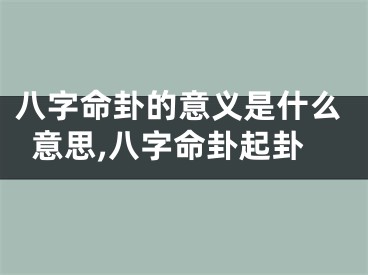 八字命卦的意义是什么意思,八字命卦起卦