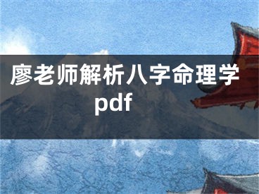 廖老师解析八字命理学pdf