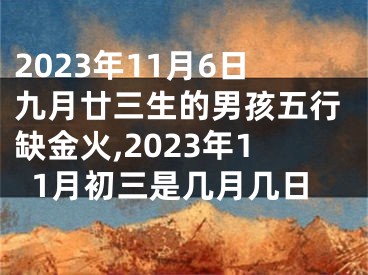 2023年11月6日九月廿三生的男孩五行缺金火,2023年11月初三是几月几日