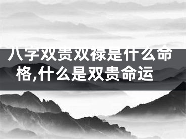 八字双贵双禄是什么命格,什么是双贵命运